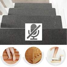14pcs Self-Adhesive Stair Treads Carpet Pad Mat Rug Non Slip Non-Skid Safety Runner Rugs Machine Washable, 20x55cm - Light Grey - View 6