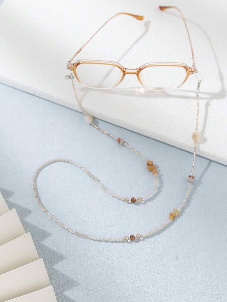 1条新款时尚眼镜链，长款挂绳项链，个性化眼镜挂绳，女士防丢眼镜链，闪亮波西米亚风 - 彩色 - 查看 2