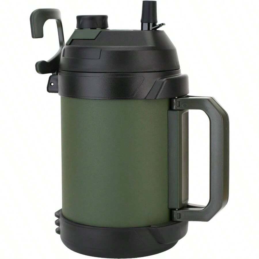 Gallon Jug, 128oz Large Insulated Stainless Steel Sports Jug, Large Triple Wall Vacuum Insulation Bottle - Keeps Cold To 48 Hrs - Sweat Proof, Gym, Hiking Camping - 軍綠色 + 128 盎司 - 查看 1