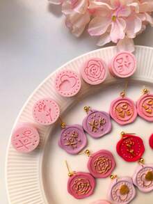 Love Rose Texture Seal Polymer Clay Cutter Clay Cutting Molds Earring Jewelry DIY Handmade Cutting Molds For DIY Earrings & Crafts, Perfect For Handmade Decorations, Jewelry Making Tools ﻿ - TH347 - View 6