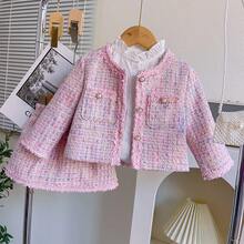 2pcs Girls Short Jacket And Skirt Set, Fashion Autumn/Winter - Pink - View 14