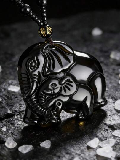 1 pieza Collar con colgante de elefante vintage de moda, joyería de encanto hecha a mano, accesorio de amuleto unisex, regalo para hombres y mujeres