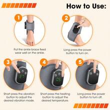 Hailicare 红光疗法无线踝关节按摩器，40颗LED灯珠，无线红光踝关节加热垫，660nm+660nm+660nm，可充电加热踝关节护具，便携式足部振动按摩器，5档加热，3种振动模式，缓解关节疼痛，放松身心，情人节礼物 - 灰色 - 查看 9