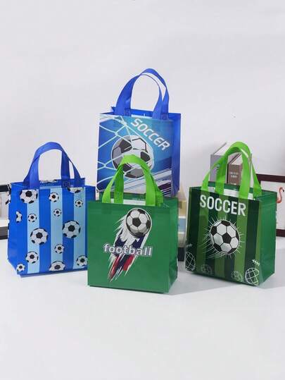 4pcs World Cup Football Event - Non-Woven Fabric Material, Summer Party Gift Bags With Handles, Birthday Party, Theme Party Bags | Sturdy Handles
