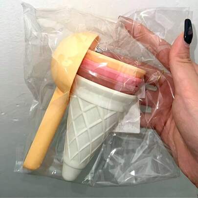 5/10pcs 18m+ Kids Beach/Snow Ice Cream Cone Shovel Cup Set, DIY Snow Beach Clay Tool Toys