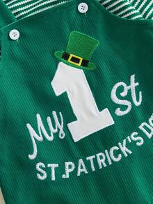 My First St Patricks Day Baby Boy Outfit Set Romper Overalls 2Pcs Spring Holiday Wear 0-18M - 綠色 - 查看 6