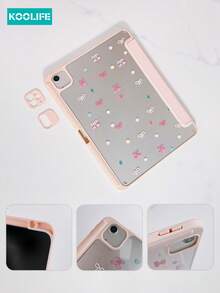 Koolife 1 件装可爱狗狗图案蝴蝶结平板电脑保护套，双面彩绘亚克力透明背板，三折支架带笔槽，自动休眠/唤醒，防摔防震，兼容 iPad 9.7/10.2/10.5/10.9/12.9/Pro 11（第十代）/ Galaxy Tab S6-S10/A8-A9 - 淺粉色 - 查看 7