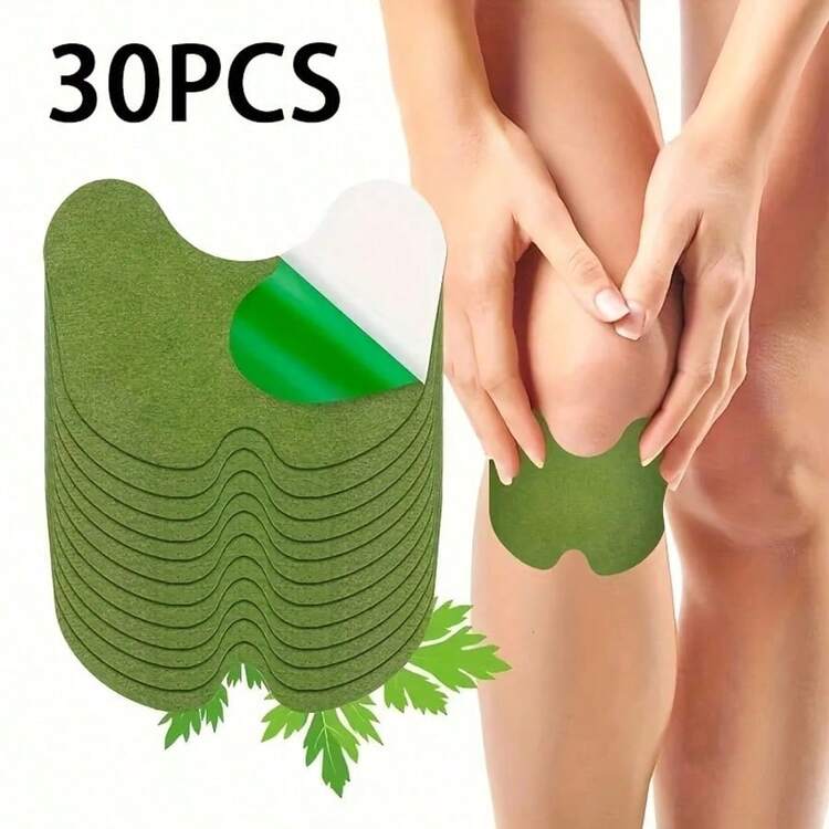 30 piezas, parche de articulación de la rodilla de artemisa, parche de moxibustión caliente para la columna vertebral, adecuado para familias, artículos esenciales para el hogar al aire libre - Verde - Añade 1
