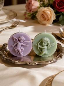 1个天使造型蜡烛模具，适用于制作香薰蜡烛、石膏艺术品、树脂装饰品、水泥家居装饰和手工皂，专为母亲节礼物和祝福而设计，也适用于新生儿欢迎仪式、婚礼甜品桌装饰、情人节氛围和新年家庭庆祝活动。 - 白色 - 查看 3