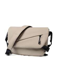 男士斜挎包，时尚大容量单肩包，耐用PU皮革纯色方形包，防水斜挎包，适合男士日常通勤，柔软方形包，青少年理想礼物 - 彩色 - 查看 4