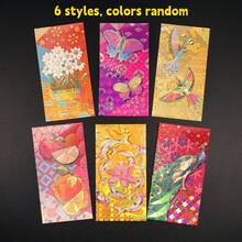 中国新年红色花卉灯笼图案压岁钱红包，多色节日感谢卡，适用于婚礼、生日、商务庆典和农历新年礼物，金色点缀，颜色随机，2个/4个/6个套装