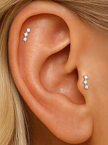 1pc 925 Sterling Silver Star Stud Earrings, Women's Earrings, Flat Ear Cartilage Studs, Suitable For Daily Wear, Wedding, Party, Engagement, Christmas Gift, Exquisite Jewelry - Silver - View 4