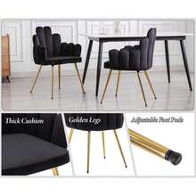 2PCS Wahson Dining Chair, Velvet Dining Chair, Modern Living Room Chair With Armrest And Gold Leg, Kitchen Chair For Restaurant And Dining Room - Black - View 6