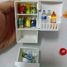 1 Piece Of Miniature Art Piece, Pocket-Sized Art Piece, Miniature Kitchen Scene Decoration Item, Retro Single-Door Refrigerator (Only Including The Refrigerator) - White - View 6