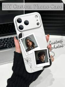 1pc Customized 2-Photo Silver Luxury Fashion Large Window Tempered Glass With Lens Protection Matte Anti-Drop Phone Case Compatible With Iphone 17/17Pro/17ProMax/17Air/16/16Pro/16ProMax/16Plus/15/15Plus/15Pro/15ProMax/14/14Plus/14Pro/14ProMax/13/13Pro/13ProMax/12/11 Phone Accessories, Full Coverage Premium Protection - Silver - View 1