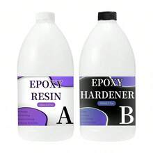 1000ml/500ml/240ml 环氧树脂套装，晶莹剔透，不泛黄，无气泡，自流平，易于倾倒和混合，1:1 比例，适用于 DIY 首饰制作、透明工艺品、模具、河流桌等。