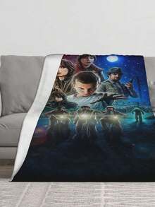 Stranger Merch Things Throw Blanket Warm Blankets Breathable Air Conditioner Blanket For Car Classic Outdoor Blankets For Picnic For All Season - 黑色 - 查看 3