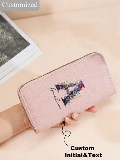 Personalized Customizable Initials/Text Wallet - Personalized Women's Wallets,Custom Text Women Card Holder & ID Case, Retro Letter Design,Easter Gift,Perfect Gift For Girlfriend Wallets For Women, Local, School Supplies, Back To School, School Gift, For Office, For School, For Classroom, For Teacher Gifts, For University, For Colleague, For Dorm Rooms