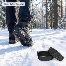 1Pair Ice Cleats Non-Slip 7 Teeth Spikes For Shoes Universal Fit Size 30-45 Winter Walking Hiking Snow - Black - View 1