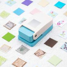 Rectangular/Square Postage Stamp Shape Craft Hole Punch, Scalloped Edge Paper Punch For Card Making, Scrapbooking, DIY, Portable Lever Action Puncher - Multicolor - View 7