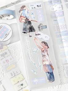 1 Roll Showa Monologue Cloud Series Die-Cut Tape, Cute Ins Style Scrapbooking Material, Memo Pad DIY Sticker - Multicolor - View 2