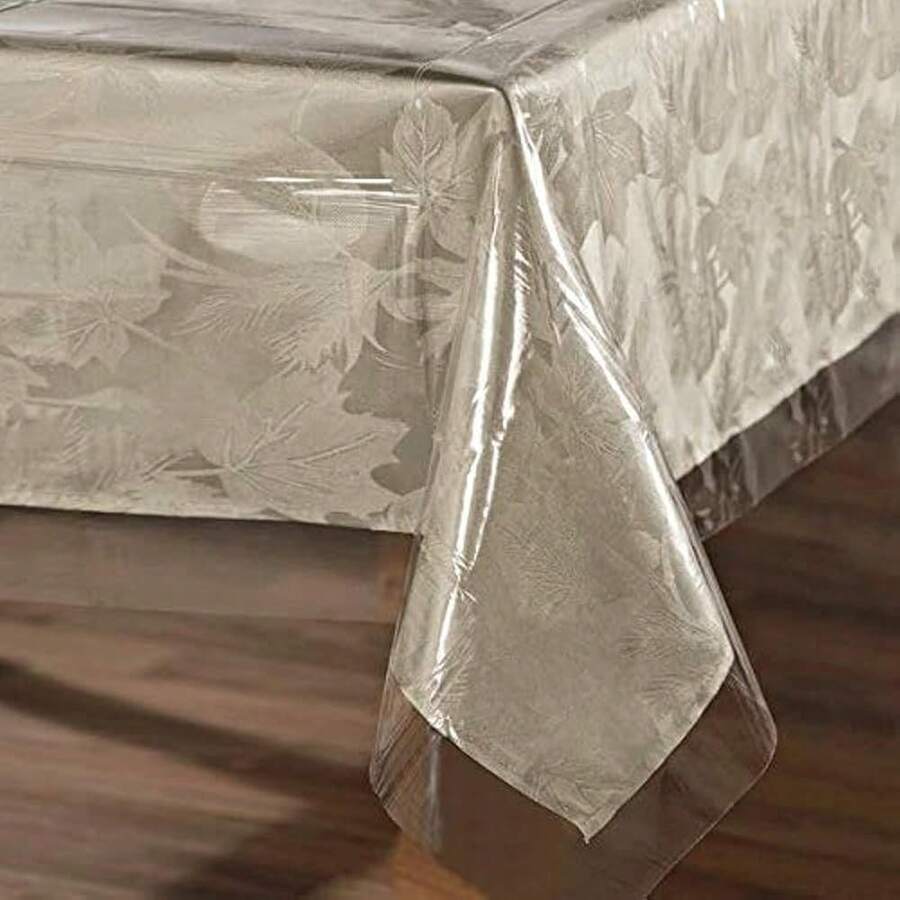 Clear Plastic 1OO% Waterproof Tablecloth - 54 X 78 Inch - Vinyl PVC Rectangle Table Cloth Protector Oil Spill Proof Wipe Clean Table Cover For Dining Tables, Parties & Camping, Crystal Clear - CrystalClear54inchx78inchRectangular - View 1