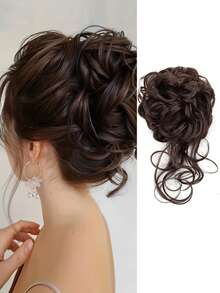 Elegant Women's Synthetic Curly Donut Hair Extension - Easy-To-Style For Daily Wear & Christmas Parties(Hair Color: Natural Black, Light Brown, Dark Brown, Brown-Black)