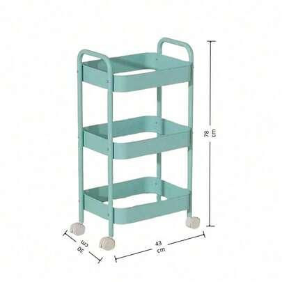 3-Tier Trolley On Wheels - Storage Cart For Kitchen, Beauty Salon, Bedroom, Bathroom And Office - Multi-Functional Mobile Storage Cart