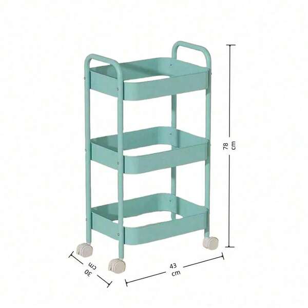 3-Tier Trolley On Wheels - Storage Cart For Kitchen, Beauty Salon, Bedroom, Bathroom And Office - Multi-Functional Mobile Storage Cart