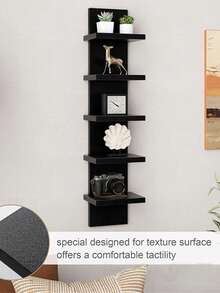 1pc,White Black 5-Tier Wall Shelf - Versatile Hanging Storage Organizer For Bedroom, Living Room, Hallway & Garage - Ideal For Art & Crafts, Home Decor - Multicolor - View 5