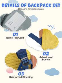 轻便儿童背包，多口袋设计，可爱儿童背包，配有可调节肩带，男女通用，适合学前班、幼儿园、小学低年级学生，防水旅行包，适合户外、露营、旅行、通勤、上学等场合，有3种颜色可选。 - 彩色 - 查看 6