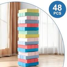 Juego De Torre Juegos de Construccion Tabla de Apilamiento con Dado Juguete Didactico Juego de Mesa Macaron-48pzsDiversión infantil, alegría, juguetes necesarios para niños - Macarrones 48 piezas - Ver 7