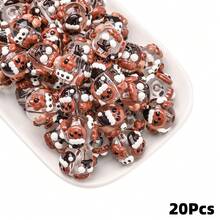 20颗混合棕色手绘透明树脂珠，草莓和星星图案圆珠，可用于DIY手链、项链、钥匙扣、手机挂绳、包链等创意手工艺品 - 彩色 - 查看 12