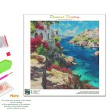 1件套全圆钻石画套装，海岸礁石风景十字绣，成人手工装饰家居用品，40x40厘米，无框 - 彩色 - 查看 9