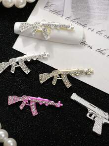 50pcs Nail Art Charms Set With Designs - 12-Compartment Mixed Box Vintage Cool Gun And Dollar , Hypoallergenic - Retro Chic Nail Decorations
