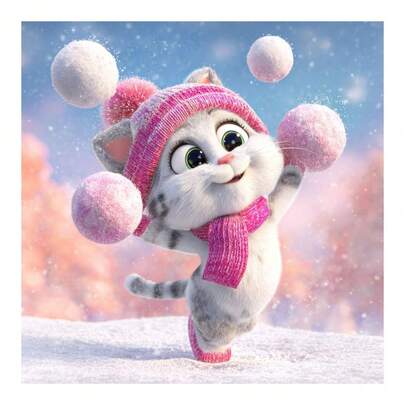 1pc Diy Diamond Painting Cute Cat Full Round Diamond Embroidery Home Decoration Animal Gift 40x40cm Frameless