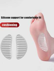 1双足弓支撑鞋垫，加厚凝胶垫，自粘式设计，男女通用，条纹防滑表面 - 彩色 - 查看 1