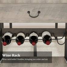 Set de Mesa de Comedor para 4 con 2 Banquetas Tapizadas, Cajón de Almacenamiento y Estante para Vino, Mesa de Comedor de Cocina Ahorradora de Espacio - Gris - Ver 8