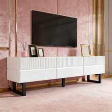 Television Stands & Entertainment Centers - Black + White + MDF + Particle Board - View 1