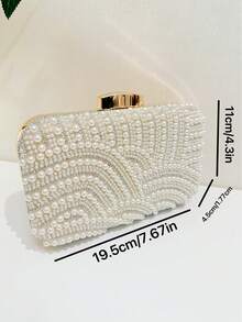 优雅珍珠手拿包，女士晚宴包，配有可拆卸链条，完美适用于婚礼、派对和正式场合，婚礼配饰 - 金色 - 查看 6