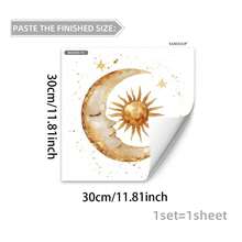 1件波西米亚风格日月金色墙贴，3D立体防水防油PVC墙贴，适用于斋月、卧室、厨房、客厅 - 彩色 - 查看 4