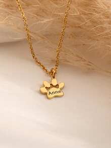 Sipuris Customized Dog Paw Engraved Necklace, Unisex Stainless Steel Hip Hop Pet Pendant, Exquisite Gift For Pet Lovers - Yellow Gold - View 5