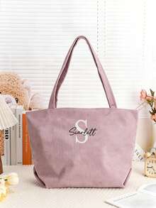 Personalized Corduroy Tote Bag, Customized Bridesmaid Gift With Zipper, Christmas Gift, Travel Letter Combination Bag, Personalized Corduroy Tote Bag, Adding Unique Charm To Your Special Moments! This Tote Bag Is Made Of Soft And Comfortable Corduroy Fabric, With A Fine Texture And High-Quality Feel, Suitable For Daily Use Or As A Thoughtful Gift. - Item 9 - View 5