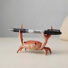 Cute Weightlifting Crab Pen Holder Funny Desk Organizer - Brown - View 1