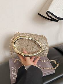 1件装时尚百搭高端小众派对/晚宴手拿包 - 金色 - 查看 2