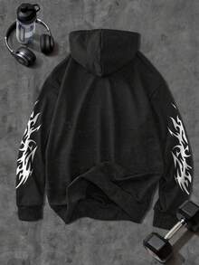 Men'S Skull Best Monster Pattern Hooded Sweatshirt, Casual Long Sleeved Spring And Autumn Pullover As A Gift, Outdoor Clothing Spring/Fall Men'S Casual Hooded Sweatshirt - Loose Fit Polyester Knit Fabric - Multicolor - View 2