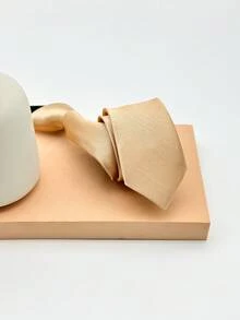 1条男士5厘米纯色拉链领带，衬衫装饰配饰 - 香檳色 - 查看 6