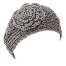 Wrapables Winter Hand Knit Floral Headband, Grey - Grey - View 2