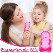 Stress Bear Squishy Ball, Gummy Bear Toy, Sugar Filled Squishy Toys For Kids Stress Relief - High Density Squeeze Balls For Students Calming - Ultra-Soft Decompression Venting Toys(Pink). - 粉色 - 查看 6