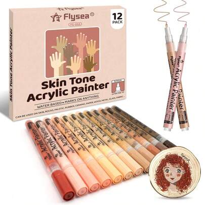 12/24 Colors Valve-Type Acrylic Paint Markers Set, Opaque Watercolor Pens, Student Art Supplies, Painting Brush For DIY Back To School